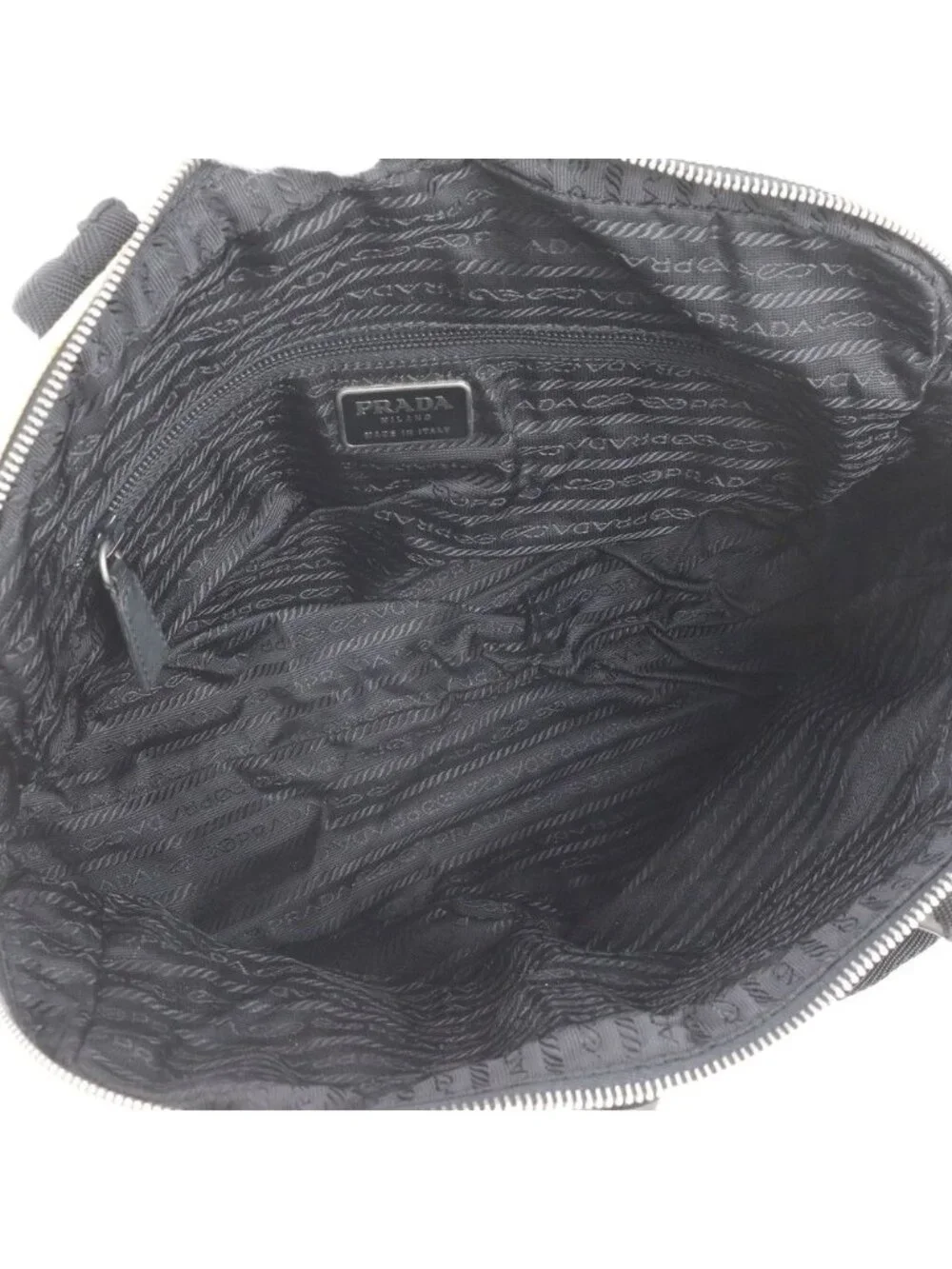 Prada Triangle Logo Leather Canvas Handbag Tote Brands